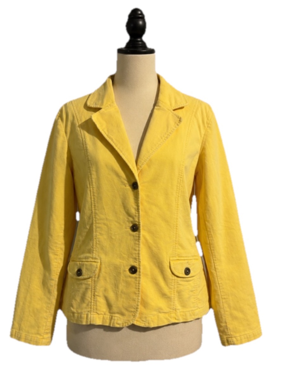Fresh Produce Yellow Corduroy Casual Career Business Blazer Jacket Women's